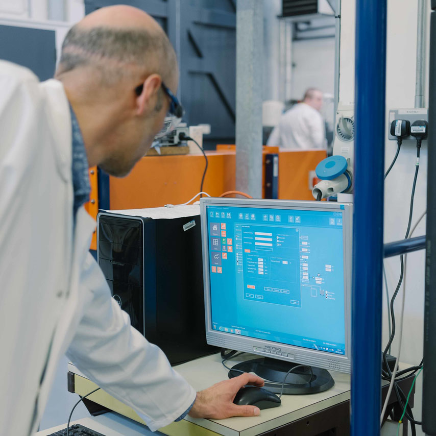 A technician and the monitor.